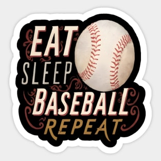 Eat Sleep Baseball Repeat Funny Baseball Player Sticker